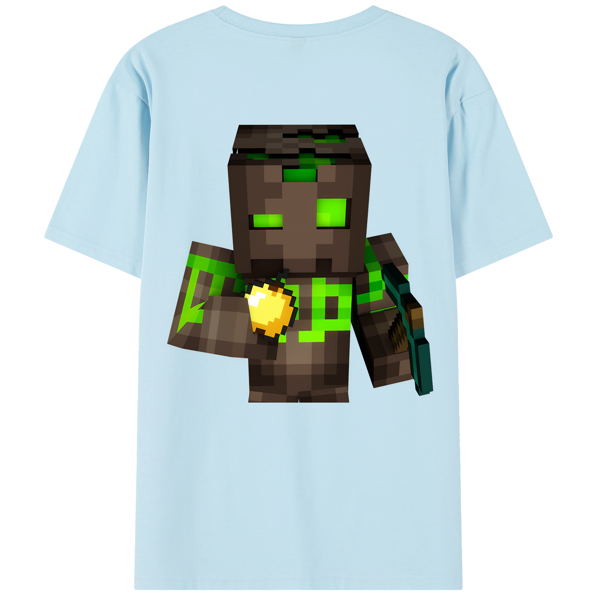 （画像用） マインクラフト ブロックの世界 Minecraft MC Block world 綿100％半袖Tシャツ（背面プリント）